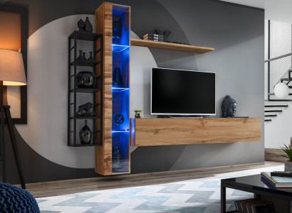 Braun Designer Wohnwand Luxus Wohnzimmer Möbel Komplette Set Sideboard Möbel